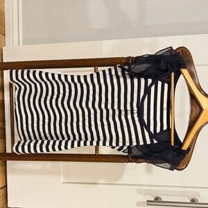 Blue and white striped top